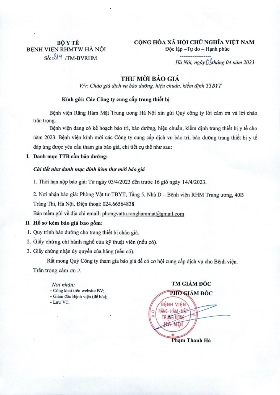 THƯ MỜI BÁO GIÁ T4